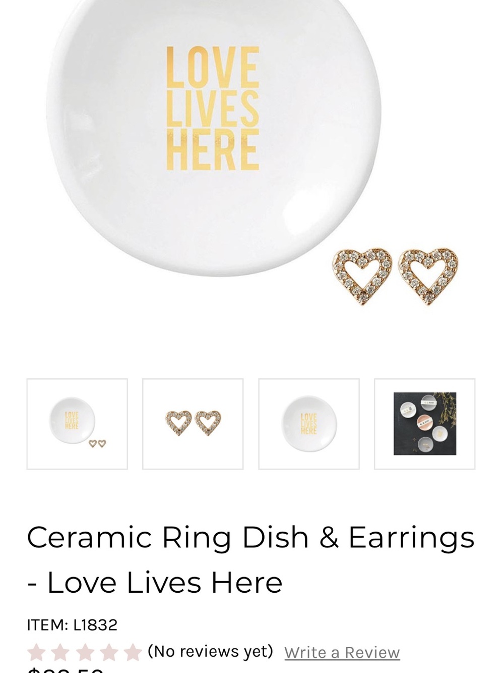 Ceramic Ring Dish and Heart Earring Studs